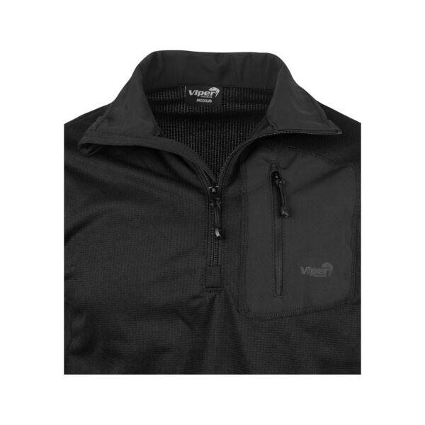 Viper Technical Mid Layer Fleece Top - Black - Image 3